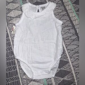 Chick Pea New with Tags 6-9 Month Baby Girl All White Ruffled Onsie